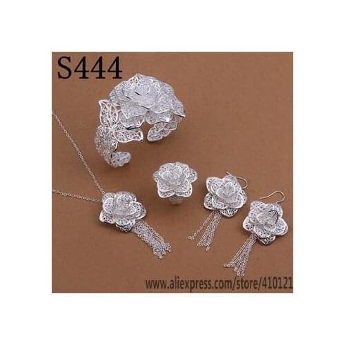 S444 Hot Sale High Quality Anniversary Jewelry Sets,Wholesale Jewelry ElegantCharms Fashion Bracelet Necklace Earring Ring