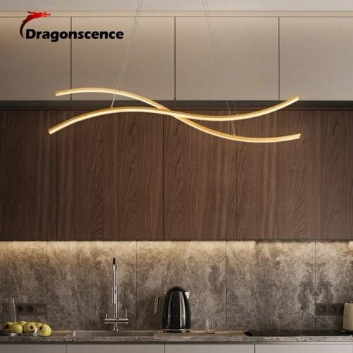 Modern Luxury Golden Led Pendant Lights Bedroom Dinning Room Kitchen Hang Lamp Art Deco Aluminum Double Waves Led Light