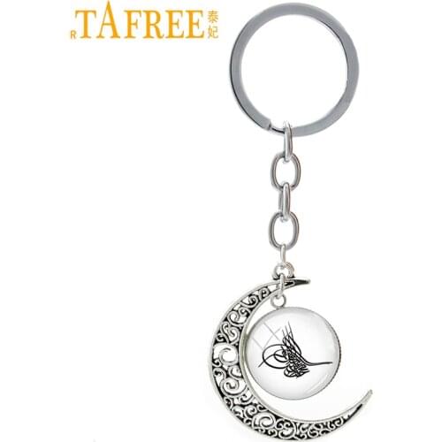 TAFREE 2017 fashion Tugra Osmanli LOGO keychain wedding moon pendant keyring Music Note Heart musician men women key chain T575