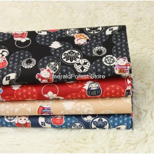 Taiwan thin cotton cloth,Lucky Cat Printed Fabric,Handmade DIY Gold Bag Clothing Fabric Pure Cotton 90cmx110cm