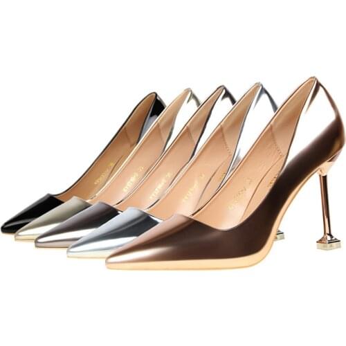 European and American style retro high heels womens shoes thin heels high heels shallow mouth pointed sexy nightclub show thin