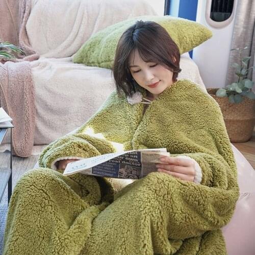 115cmx200cm Wearable lazy shawl cloak cloak blanket winter thick and warm lamb wool blanket that can be worn by a single person