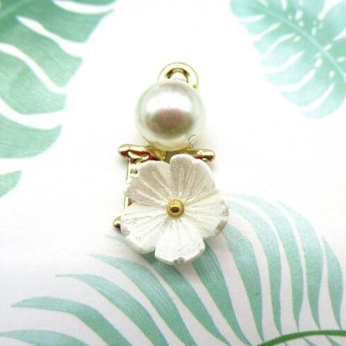 10pcs Pearl Flower Alphabet Gold Pendant Accessory, Earring Pendant Headdress Accessory
