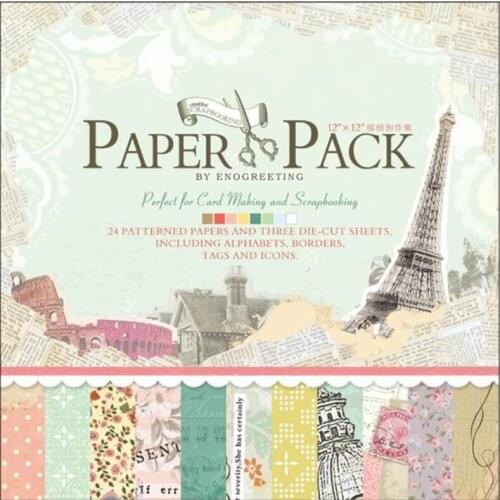 12inch 27sheets Romantic a globe-trotting Scrapbooking Paper Origami Background Paper DIY Card Making gift wrapping Home deco