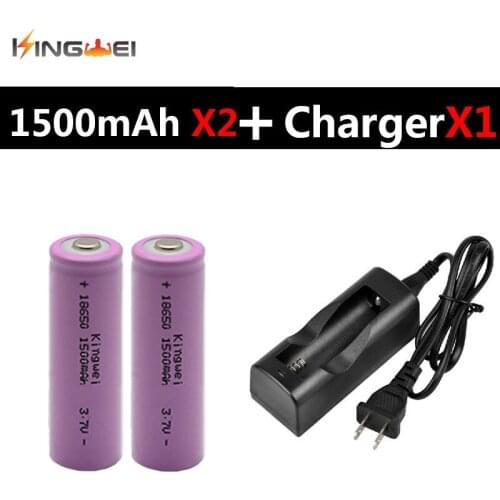 2 Pieces KingWei Lithium ion Battery 18650 1500mAh 3.7v Rechargeable Li-ion Battery With NK-803C EU US Plug Charger