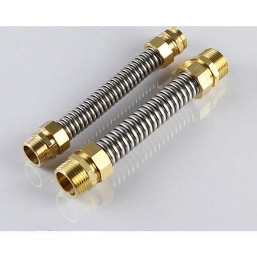 2 pcs SS304 stainless steel central air conditioning bellows copper joint DN25 fan coil metal hose