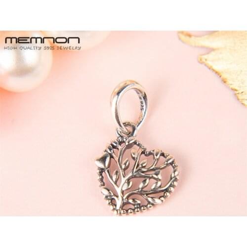 2018 Memnon Tree of Love dangle heart Charms 925 sterling silver fine jewelry fit beads bracelet necklaces pendant DIY DA7140