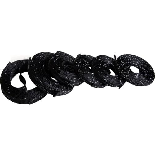 5M Braided Cable Protection Sleeve 4/6/8/10/12/15/20/25mm Tight PET Expandable Sleeve Wire Wrappe Cable Organizer