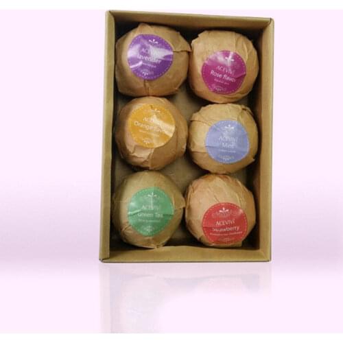 6Pcs Aromatherapy Bubble Bath Bombs with Coconut Oil GIFT Bath Fizzies