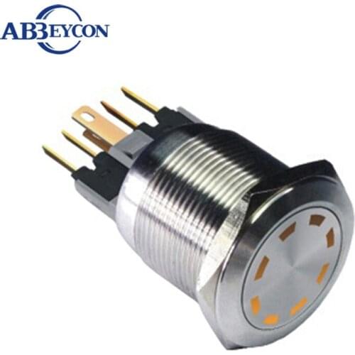 ABBEYCON latching function dot LED light switch 22MM 6V/12V/24V multi point LED ip67 led metal push button switch