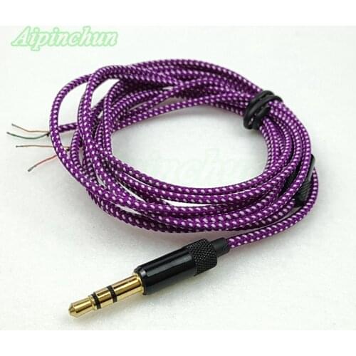 Aipinchun 3.5mm 3-Pole Jack DIY Earphone Cable Headphone Repair Replacement Wire Cord Purple Color