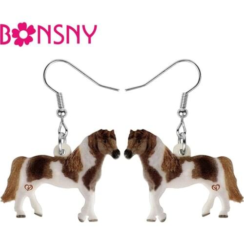 Bonsny Acrylic Standing Cute Horse Earrings Aesthetic Animal Dangle Drop Jewelry For Women Girls Kids Fashion Gift Accessories