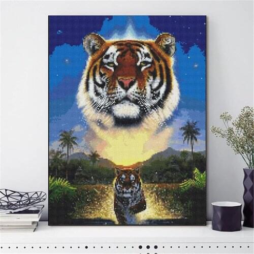 Tiger 5D 100% Full Diamond Painting Crafts Round Diamond Embroidery Diamond Picture Home Decor Christmas gift