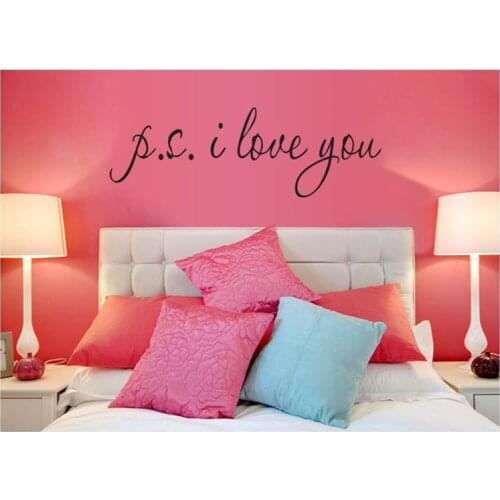 DIY PS I Love You Quotes Wall Sticker for Living Room Bedroom Letter Characters Home Decor Removable Wall Art PVC Wall Decals