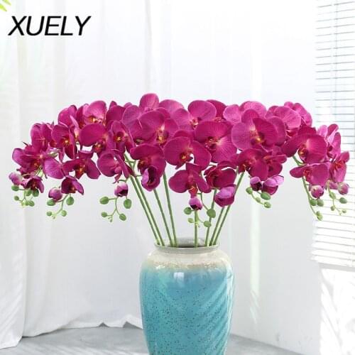 9 Heads artificial flowers butterfly orchid fake flowers potted flower home table decoration wedding arrangement Phalaenopsis