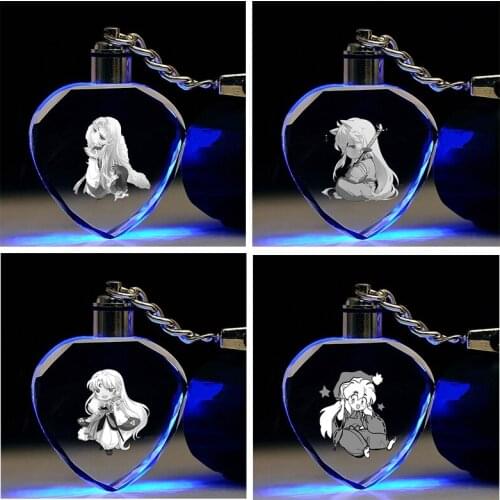 IVYYE 1PCS Inuyasha 88763 Anime Customized LED Keychain Key Chains Figure Keyring Crystal Keyholder Unisex Gift