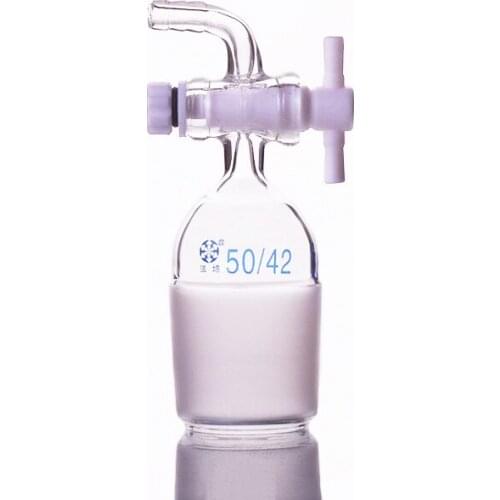 Curved suction connector,PTFE valve 50/42,Joint with PTFE stopcock standard ground mouth,Curved connector with piston