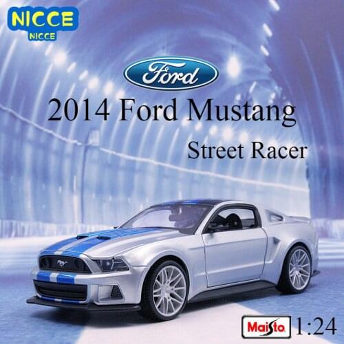 Maisto Diecast 1:24 2014 Ford Mustang Street Racer Silver White Green Sport Car Static Simulation Alloy Model Car