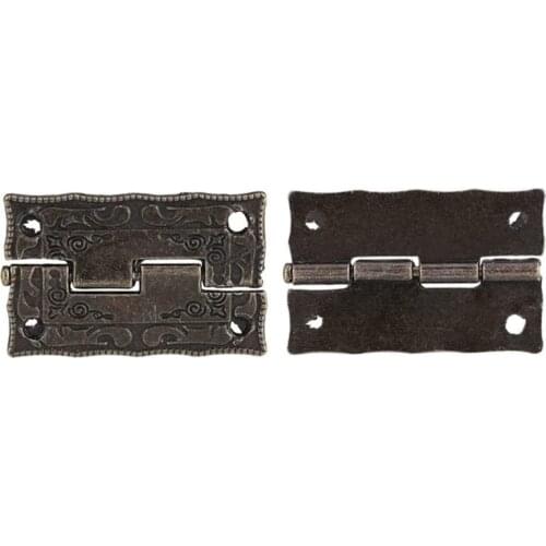 2PCS Retro Hasps Latch Decorative Wood Jewelry Latch Box with 4 Hinges and 28 Sc