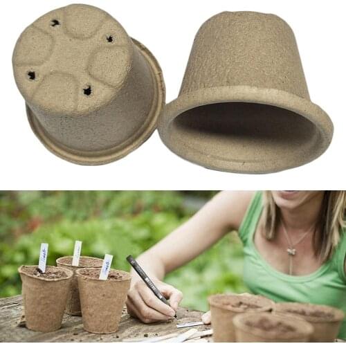 10Pcs Round Biodegradable Pulp Gardening Pot Plant Seedling Nursery Cup Tray
