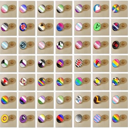 Round LGBT Gay Badge Bear Tolos Transgender Pansexuality Master Slave Lipstick Lesbian Bisexual Rainbow Pride Lapel pins