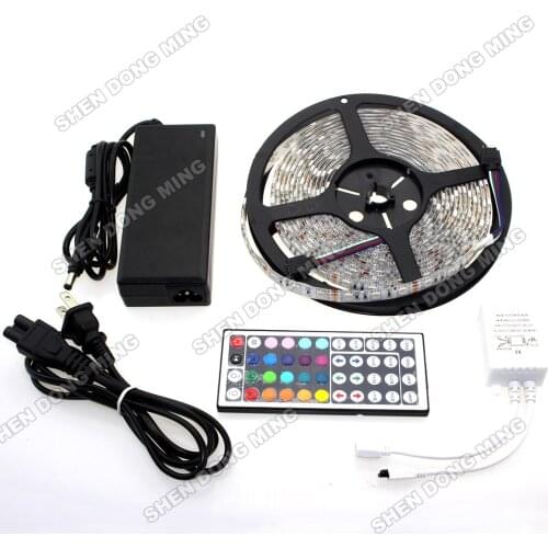 Tape Car lamp Home Decor Car lamp 5050 LED strip Light 5M 60LED/M RGB Waterproof +12V 6A Adapter+44key Remote Controller