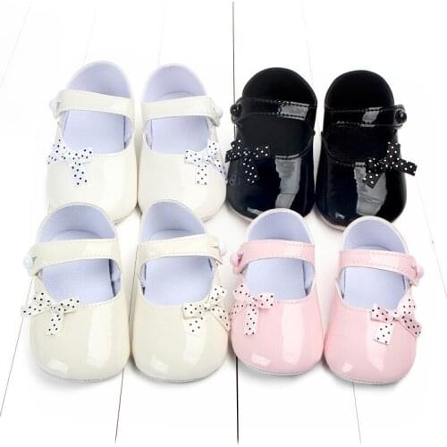 Baby Toddler Shoes Girls Bow Princess Shoes PU Leather Casual Cute Cartoon First Walkers