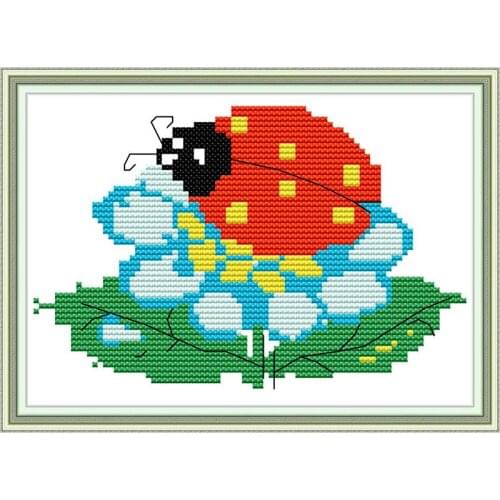 Everlasting love Ladybug Chinese cross stitch kits Ecological cotton stampted printed 11CT 14CT DIY gift Christmas decorations