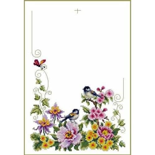 Customized Craft Bird around Flowers Counted Cross Stitch Embroidery Kits with 100% Cotton Floss & Free Shipping for Wall Decor