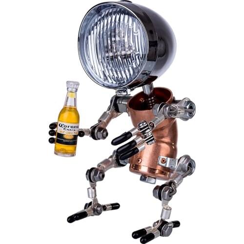 3D Steampunk Industrial Style Table Lamp Handmade Mechanical Metal Models Kids Gift Ornaments Decor - Bowed Head No.7