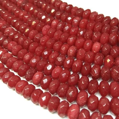 New Red Stone chalcedony 5x8mm Faceted Rondelle Abacus Loose Beads Wholesale Price jades Women Elegant Diy Jewelry 15"MY5327