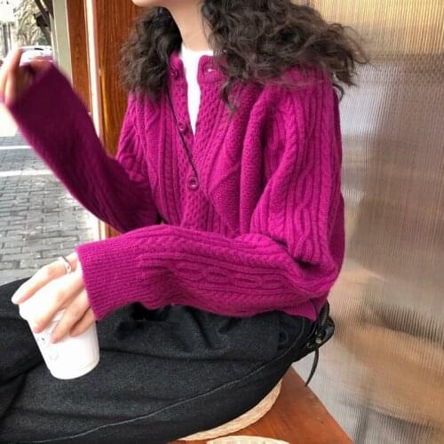 Autumn Winter Korean Short Twist Sweater Women Loose Outer Wear Knitted Cardigan Women Thickening Winter Clothes