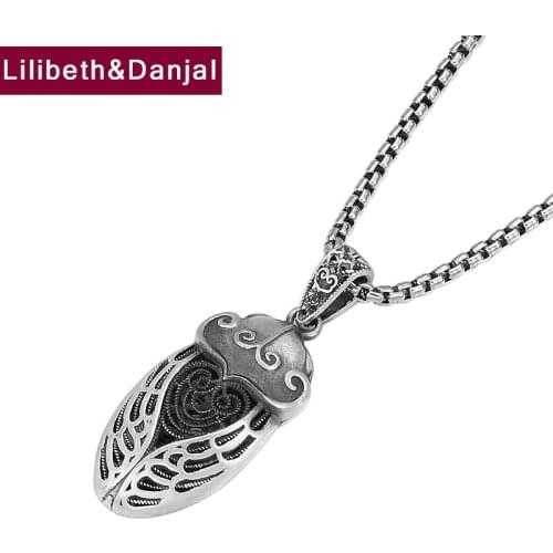 Autumn Cicada Pure 925 Sterling Silver Insect Brand Necklace Pendant Fashion Korean Jewelry Women Men Christmas Gift 2020 P029
