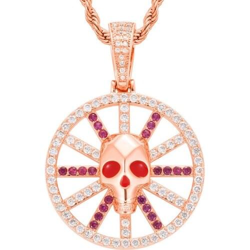 Iced Out Skull Rudder Pendant Pave Cubic Zircon Necklace Fashion Bling Hip Hop Party Jewelry For Men Women Gift