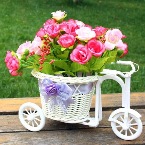 Plastic White Bicycle With Flower Basket Rustic Wedding Decoration Wedding Table Decor Guest Gifts For Wedding Party On Sale
