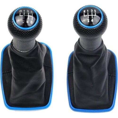 5 6 Speed 12mm Gear Shift Knob Gear Shift Gaiter Boot Blue Fit For Volkswagen MK4 Golf 4 IV R32 Bora