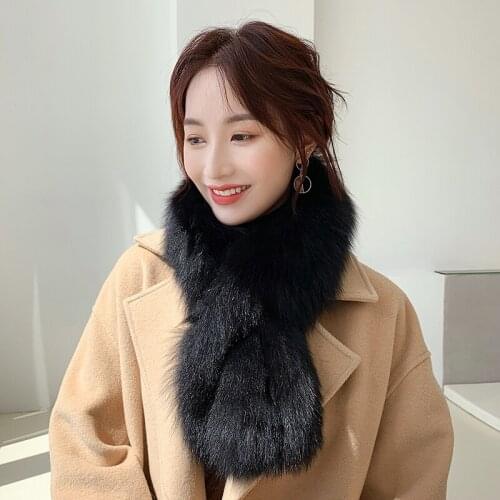 Lantafe Winter Scarf Fox Fur Scarf Women Scarfs Weaving Process Natural Fur Winter Accessories Keep Warm Beautiful Real Fur