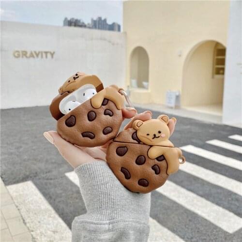 Cute Cartoon Cookie Bear Earphone Headset Accessorie Soft Case For Airpods 1 2 Pro Protective Wireless Bluetooth Headset Cover