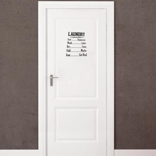 Stylish LAUNDRY RULES Washing Ironing Vinyl Door Sticker Funny Wall Stickers Home Decor Living Room A2307
