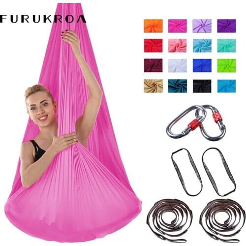 Aerial Yoga Hammock Flying Yoga Belt Silk Swing Anti Gravity Training Women Sport Yoga Elastic Widen Band Fitness Full Set X245B