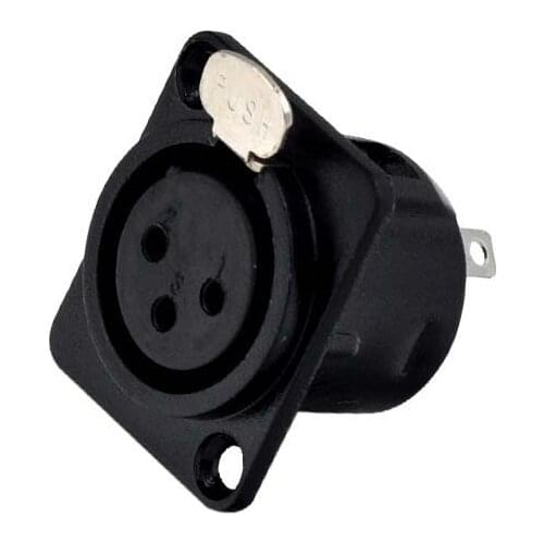High quality 50pcs/lot NC3FD-L-B-1 Black 3-Pin XLR Chassis Panel Mount