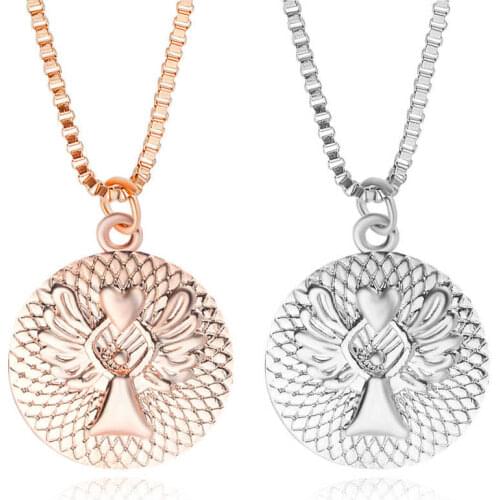 Hot Women Rose Guardian Heart Fashion Angel Gift Silver Color Gold Color Necklaces Pendant