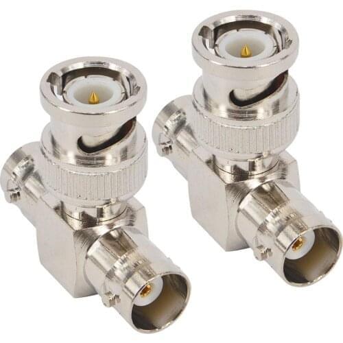 100 Pcs BNC Male to Dual Female Splitter Adapter BNC Male to 2 BNC Female 3 Way RF Video Coaxial Connector for CCTV Camera