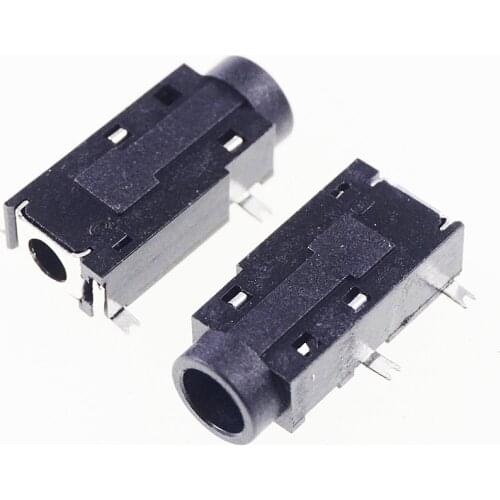 1000pcs Phone Jack 3.5mm 4 pin stereo socket for 3 pole audio plug SMT mid-mount PCB reflow solderable right angle DC30V 0.5A