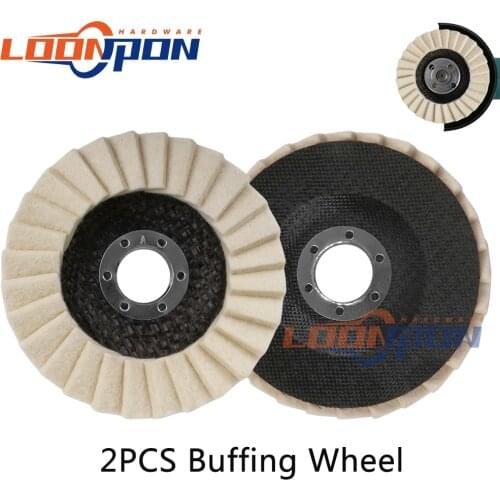 2pcs 125mm 5 Inch Wool Buffing Pads Angle Grinder Buffing Wheel Felt Grinding Buffing Disc Pad Kit Hole 22mm