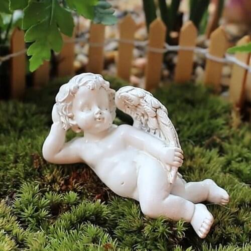 5 Pcs Cute Cupid Garden Statue Ornament with Stake Courtyard Sculpture Decoration Gardening Outdoor Decor Accessories