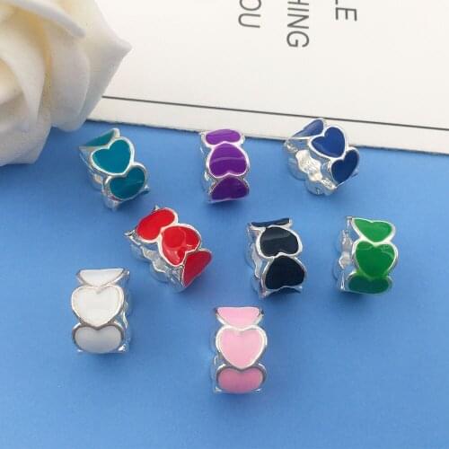 5pcsEuropean Heart Shape 6mm Beads Fit Pandora Bracelet Handmade Fashion Charms Diy Women Creative Zinc AlloyJewelry Accessories