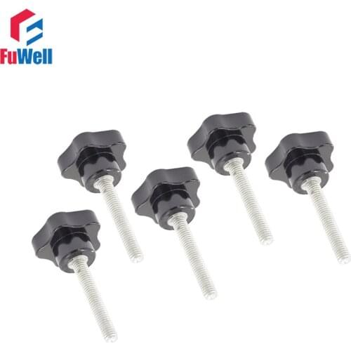5pcs M10 x 30mm Thread 50mm Black Head Diameter Screw on Star Knob Handles Free Shipping Clamping Grips Knob