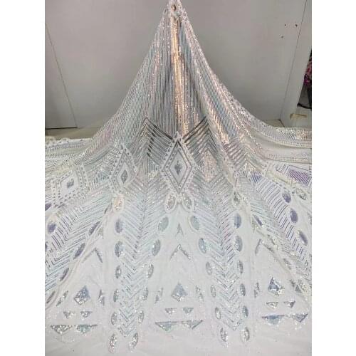 African Lace Fabric 2020 High Quality Sequins Mesh Embroidery Nigerian French Tulle Lace Fabrics For Woman Wedding Dress