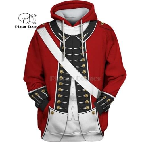 American Revolutionary War suit 3d hoodies Sweatshirt funny Harajuku Long sleeve streetwear women men Halloween cosplay apparel